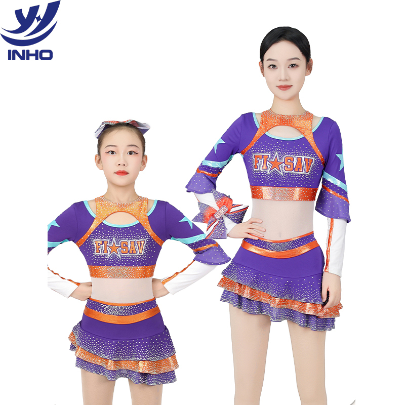 Custom Logo Cheerleading Uniform Side Cut Out Dress OEKO TEX Standard High Stretch Spandex Sublimation Print No Fade