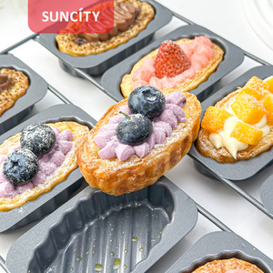 Suncity 8 Cavity Oval Egg Tart Mold Carbon Steel Baking Pastry Tool Non Toxic Oven Safe - Product Image 3