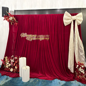 Tissu de décoration en soie de lait extensible à fond rouge <span class=keywords><strong>pour</strong></span> rideaux de mariage, de fiançailles, d'<span class=keywords><strong>anniversaire</strong></span> et de <span class=keywords><strong>salle</strong></span> de réception - Product Image 2