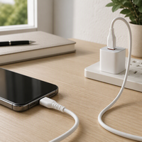 Kabel Data USB 2.0 ke USB C 6A Pengisian Cepat dengan Selubung PVC Kepang untuk Ponsel dan Tablet