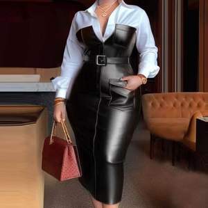 Abito <span class=keywords><strong>Camicia</strong></span> a Maniche Lunghe da Donna in <span class=keywords><strong>Pelle</strong></span> Nuova Collezione 2026 Stile Europeo e Americano - Product Image 4