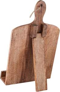 Support de <span class=keywords><strong>livre</strong></span> de cuisine pliable en bois massif et porte-recettes de style planche à découper 11"D <span class=keywords><strong>x</strong></span> 7.5"H pour comptoir de cuisine, marron - Product Image 5