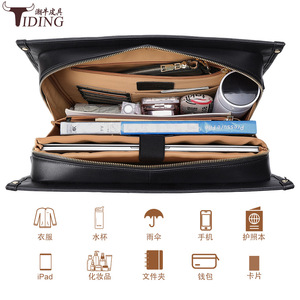 Tiding Women's Tote Bag 15.6 Inch Black Leather <b>Briefcase</b> Elegant Style With Zipper Closure And Shoulder Strap - Product Image 5