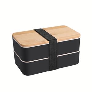 Boîte à lunch en fibre de bambou à 2 étages, impression personnalisée du logo, vente en gros, boîte à lunch bento écologique pour enfants et adultes - Product Image 3