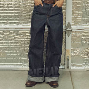 Pantaloni in Denim larghi da <span class=keywords><strong>uomo</strong></span> con 14 once di tessuto Tornado Salavage rosso a gamba dritta grezzo giapponese <span class=keywords><strong>jeans</strong></span> <span class=keywords><strong>jeans</strong></span> Pour Hommes - Product Image 1