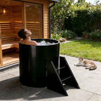 Baignoire à glace autoportante en acier inoxydable de forme moderne pour la récupération sportive en salle de sport et en extérieur, écologique