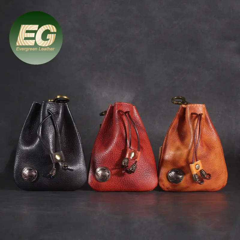 EA250 jewelry organizer leather drawstring pouch handmade change cute wallet designer custom mini coin purse keychain