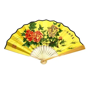 Logo stampato di bambù Rave da parete grande ventaglio pieghevole per gli uomini bastoni asiatico decorazione di nozze tessuto a mano ventaglio con manico di bambù