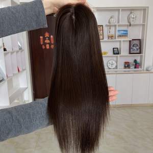 Topper de Cabello Humano Europeo con Base de Seda Anudada a Mano de 6x6.5 para Mujer, Color Chocolate, con Clip, Nudos Invisibles, Aspecto Natural - Product Image 6