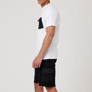 Conjunto de pantalón corto y camiseta de verano, transpirable, de algodón, tejido, con logo personalizado, efecto acid wash, conjunto de 2 piezas. - Product Image 1