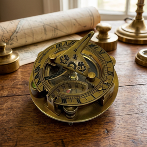 Boussole solaire de poche en laiton antique de qualité export avec cadran à chiffres romains pour instrument de voyage, disponible en grande quantité - Product Image 2