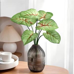 Plante artificielle miniature Caladium en pot, fausse Alocasia ornementale pour la décoration de tables d'hôtels et de cafés (vente en gros) - Product Image 3