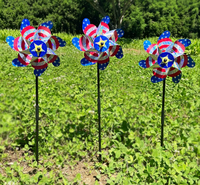 Éloigne-oiseaux rotatif holographique réfléchissant à rayures étoilées USA, piquet de jardin, moulin à vent pour la ferme, contrôle anti-oiseaux