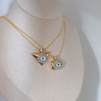 Colliers pendentifs en laiton plaqué or ACME, design œil du diable avec accents en résine zircon scintillante, bijoux de fête pour femmes