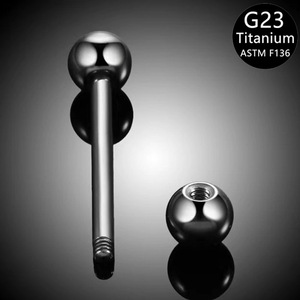 RQ G23 Titane ASTM F136 14G Barbell Droit à Filetage Externe pour <span class=keywords><strong>Piercing</strong></span> Langue, Oreille (Industrial) et Pont d'Oreille, Bijou Corporel - Product Image 4