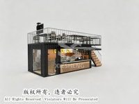 Tienda Prefabricada de Dos Pisos con Estructura de Acero, Cafetería Móvil, Restaurante, Bar, Tienda Minorista, Kiosco Comercial en Contenedor
