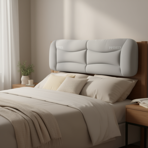 Cojín de cabecera de poliéster gris claro con relleno de fibra PP para lectura y descanso en la cama - Product Image 2