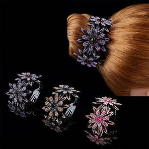Barrettes à cheveux en cristal coloré en forme de queue de cheval, luxe féminin, barrettes à cheveux personnalisées en <span class=keywords><strong>strass</strong></span>, barrettes à cheveux en forme de banane - Product Image 4
