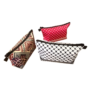Tas Makeup dan Pensil dengan Pola Keffiyeh Tradisional Palestina dari Kain Komposit Khusus untuk Kehidupan Sehari-hari - Product Image 1