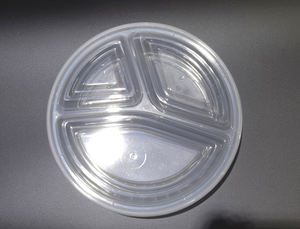 HACAMY - Contenedor Redondo Desechable de Plástico PP para Alimentos con 3 Compartimentos y Tapa, Caja Apilable Resistente para Llevar, Alta Calidad - Product Image 4