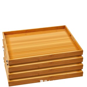 Plateau à thé rectangulaire en bambou, plateau de service en bois massif pour service à thé Kung Fu, couleur naturelle, style simple, usage domestique - Product Image 1