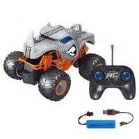 Truk Monster Jam RC Skala 1/20 Mobil Balap On-Road Isi Ulang Desain Kepala Hewan Kontrol Jarak Jauh 4-Saluran Kabel USB untuk Segala Usia