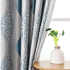 wholesale The, Nordic style leaves printed polyester curtains with tulle for home decoration/
