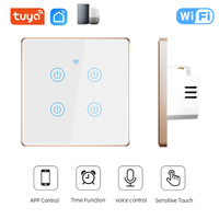 Interrupteur mural tactile intelligent Wi-Fi, panneau en verre, norme UE, contrôle 1/2/3/4 voies, 240V, interrupteur de domotique de luxe pour le Royaume-Uni, 2 voies