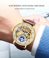 Montre Mécanique Automatique Personnalisée de Luxe pour Hommes, Qualité Supérieure, Fabriquée en Chine, en Cuir, Iced Out, Phase de Lune, Étanche et Tendance