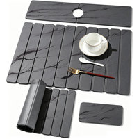Ensemble de 3 tapis de séchage pour vaisselle en pierre, grande taille, séchage rapide, en diatomite, pliables, absorbants, pour comptoir de cuisine et usage domestique