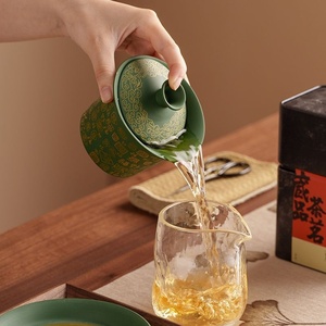 Bol à trois compartiments en argile violette avec couvercle, grande taille, style vintage, pour usage domestique, motif lotus, pour infuser le thé, emballage cadeau - Product Image 3