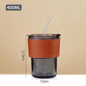 Forniture Spot 400 ml tazza in bianco Logo personalizzato <span class=keywords><strong>acqua</strong></span> Cola potabile può vetro trasparente tazze da caffè con coperchi e cannucce - Product Image 5