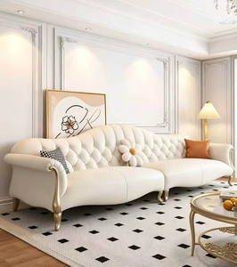 Palace Style Luxury and High-end Leather <b>Sofa</b> Living Room <b>Small</b> Apartment European and American Retro Cream Style <b>Sofa</b> - Product Image 6