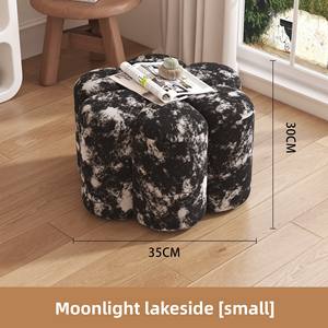 Taburete de Salón Estilo Sofá, Taburete de Pétalos de Lujo, Banco para Zapatos de Salón, Decoración del Hogar de Alta Gama, Taburete Redondo Acogedor, Ideal para Instagram - Product Image 5