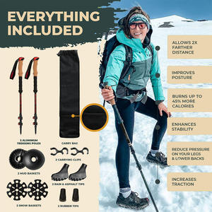 Bastoncini da Trekking Telescopici in Fibra di Carbonio Ultraleggeri, Bastoni da Escursionismo Regolabili con Kit Completo di Cime in Gomma e Punte in Gomma - Product Image 3