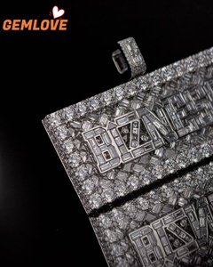 GEMLOVE <b>Initial</b> Pendant Cuban Link Custom Gold Plated Chain Name Letter <b>Necklace</b> <b>Men</b> Boys Hip Hop Style - Product Image 2
