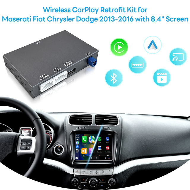 Exploter LVDS RGB Wireless CarPlay Android Auto Video Interface for Maserati Fiat Chrysler Dodge 2013-2016 with 8.4" Screen