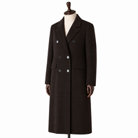 Manteau pour femme en daim de chèvre véritable teint uni, couleur espresso foncé, à bouton unique, décontracté, coupe-vent, hiver, revers cranté, polyester