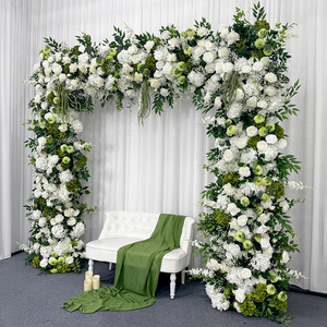 Arco de Flores Artificiales de Seda Verde y Blanca, Diseño Cuadrado de Una Sola Cara, Realista y Ligero, Ideal para Graduaciones, Pascua y Navidad - Product Image 2