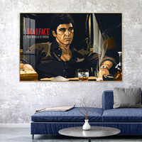 Tableau Tony Montana dans Scarface, Décoration Murale Culture Gangster pour la Maison, Idée Cadeau Garçon, Impression Film sur Toile et Poster