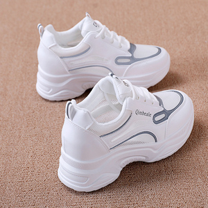 Scarpe da 2024 sportive con suola spessa a molla a maglia altezza interna casual da donna scarpe casual per <span class=keywords><strong>sneakers</strong></span> pesanti - Product Image 4
