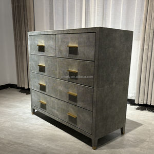 בית ריהוט חדר שינה ריהוט מותאם אישית shagreen-בולט עור מתכת ידית 5-מגירת שידת השידה עץ שולחן - Product Image 4