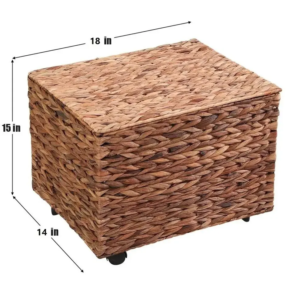 Seegras Wasser Hyazinthe Wicker Basketry Rolling Akten schrank Lagerung Organizer Box mit Deckel Home Office Dekorative Organizer