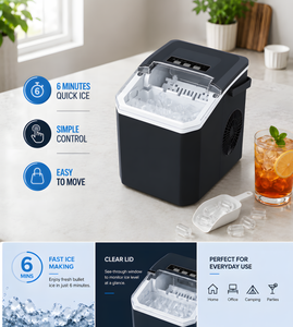 Mini Máquina de Hielo Eléctrica para Uso en Encimera, Ciclo Rápido de Producción de Hielo, Operación con Botón, Uso Doméstico y Comercial, para Auto, RV, Exteriores, 10-20 kg/día - Product Image 2