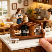 Miniatures de tasses et porte-tasses en résine pour accessoires DIY faits main, décorations de mini-scènes et de jeux culinaires