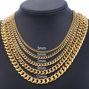 Vòng cổ dây chuyền kiểu <span class=keywords><strong>Figaro</strong></span> mạ vàng 18K bằng thép không gỉ, kiểu dây Cuban Link, trang sức nam, bán buôn - Product Image 1