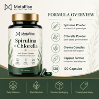 Capsules de spiruline et de chlorelle pour adultes, marque privée OEM, complément nutritionnel naturel à base d'algues, formule super-aliment vert, à base de plantes