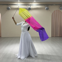 Ruban de drapeau professionnel pour la scène, bannière de performance, ruban de soie arc-en-ciel, drapeaux pour la prière avec tige flexible, ailes de danse artistique