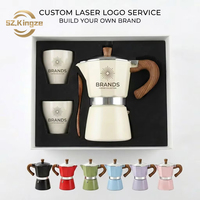 Ensemble cadeau de café de luxe Kingze avec logo personnalisé, 3 tasses, 6 tasses, cafetière Moka, ensemble de cafetière expresso avec tasses et cuillère
