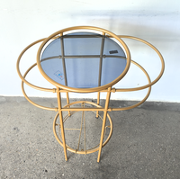 Console de salon multifonctionnelle Support pour plantes à 2 niveaux Banc pour pots de fleurs en laiton satiné Étagère pour plantes en or de luxe Étagère étanche à l'eau